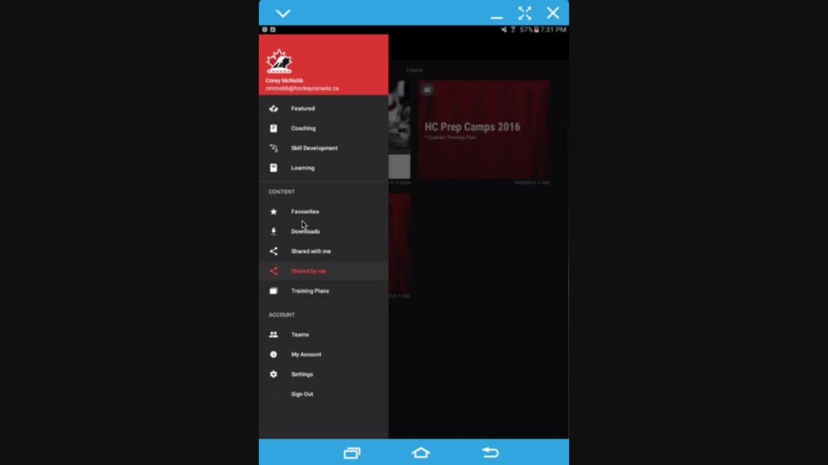 HCLL - Hockey Canada Coach 1 - HCN APP - Android - Sharing Content by Me