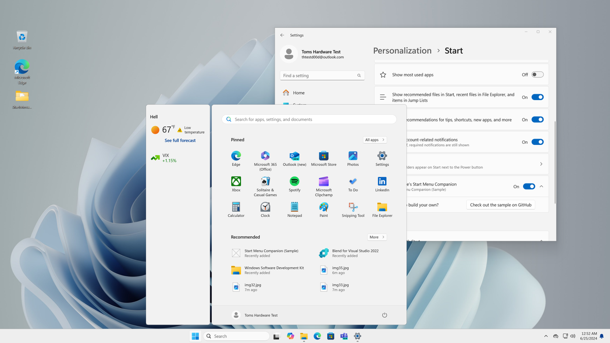 Windows adds custom widgets called Companions to the Start Menu – here's how to make and use your own | Tom's Hardware