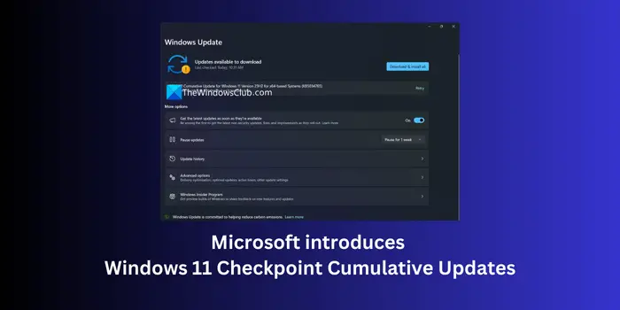 Microsoft introduces Windows 11 Checkpoint Cumulative Updates