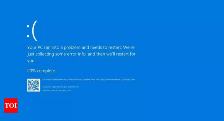 Microsoft Outage: Microsoft Windows reports major service outage globally: Users share this 'error message' screenshot | - Times of India