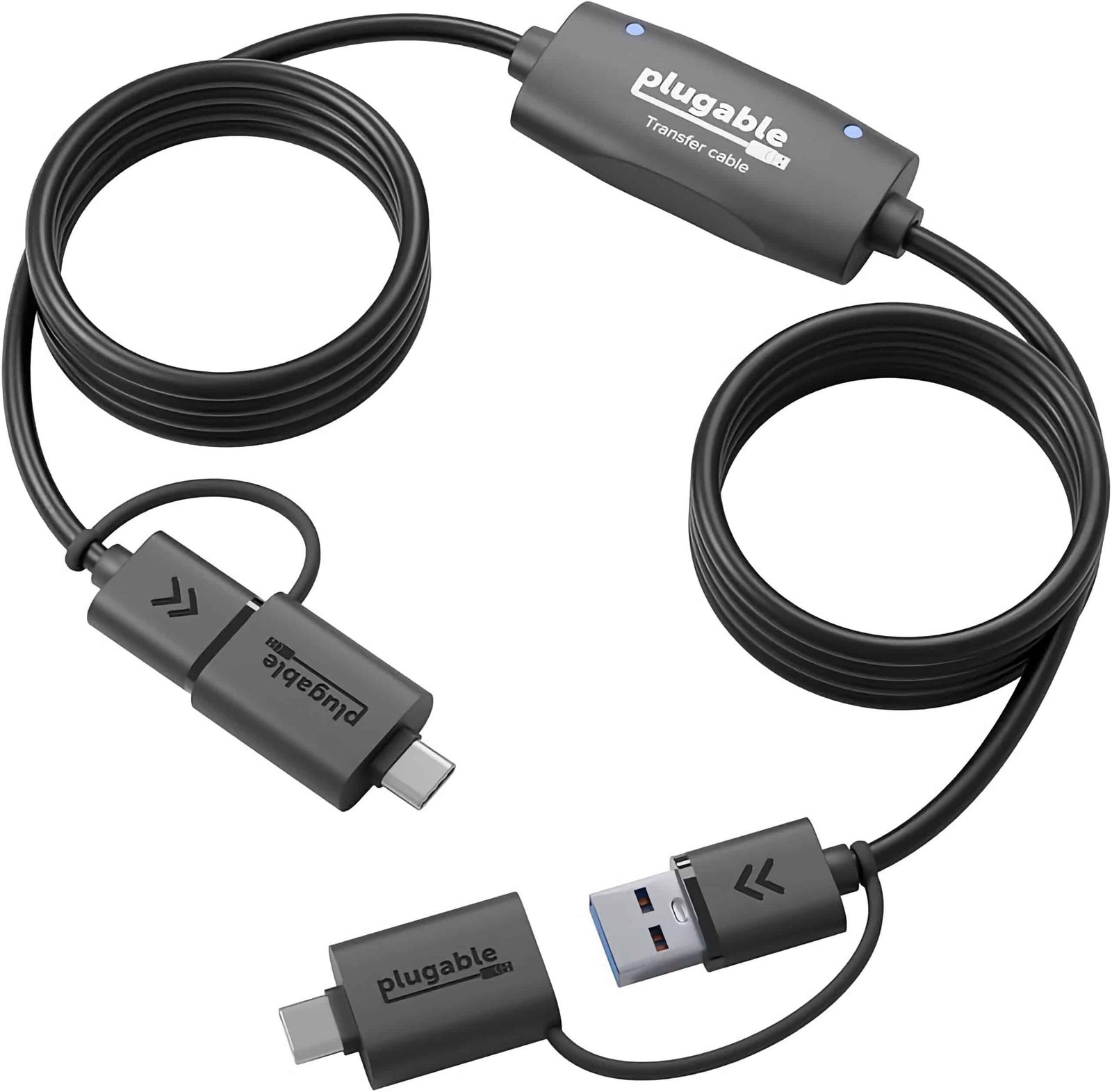 Plugable USBC-TRAN USB 3.0 Transfer Cable with USB-C Adapter is compatible with Windows XP through Windows 11