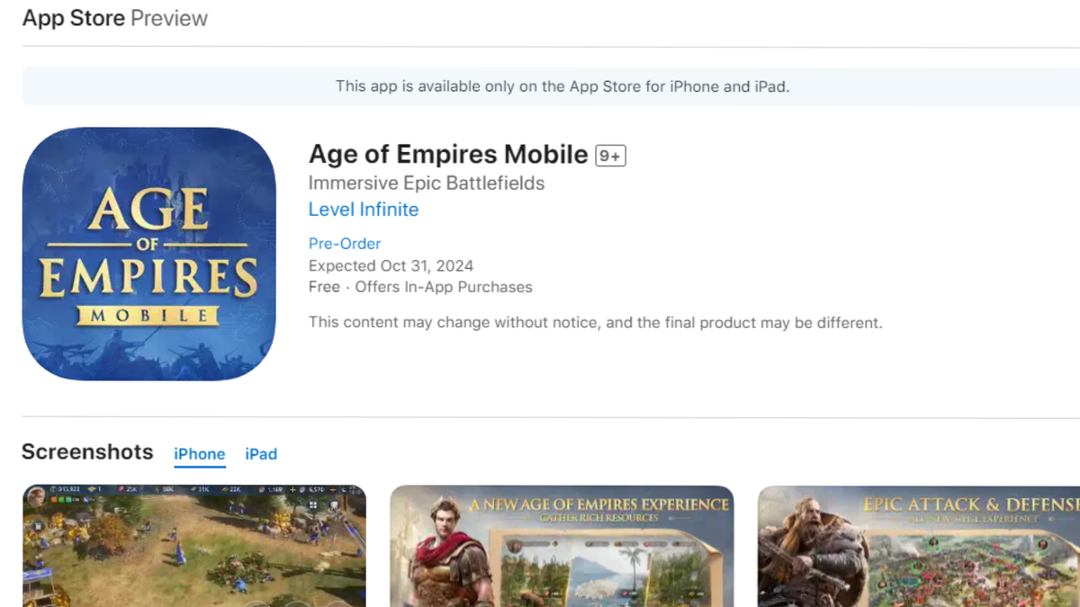 Age of Empire Mobile game for iOS, Android set for launch in October  