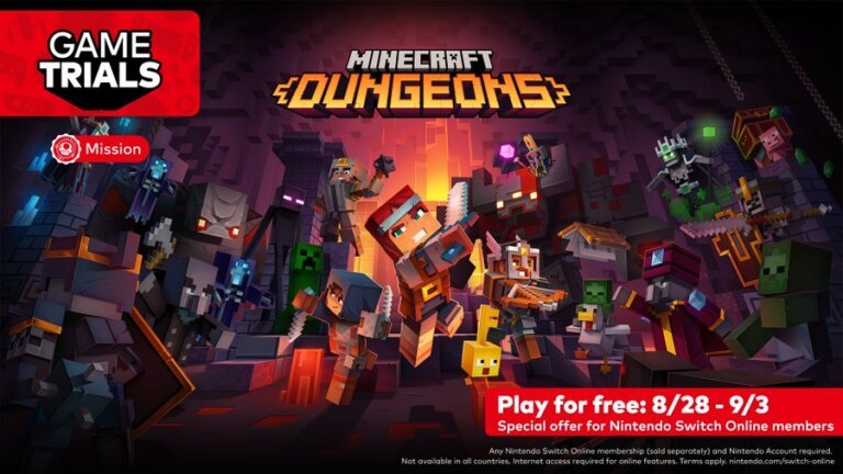 Minecraft Dungeons is North America's next Nintendo Switch Online Game Trial