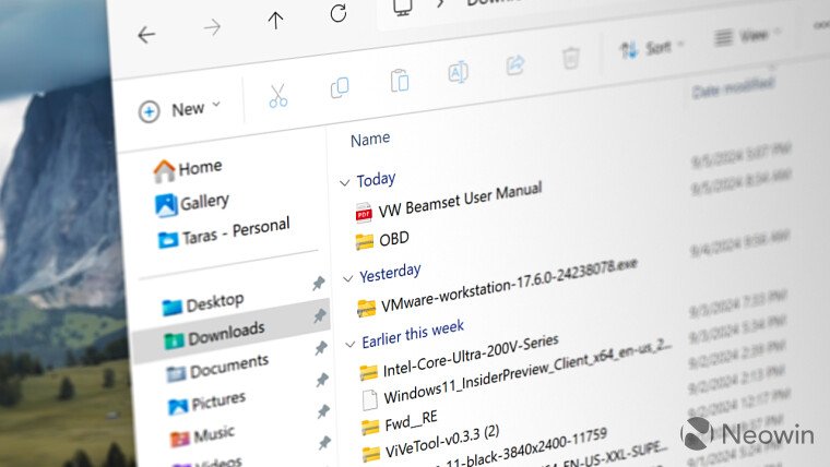 How to disable grouping in Windows 11 Downloads folder