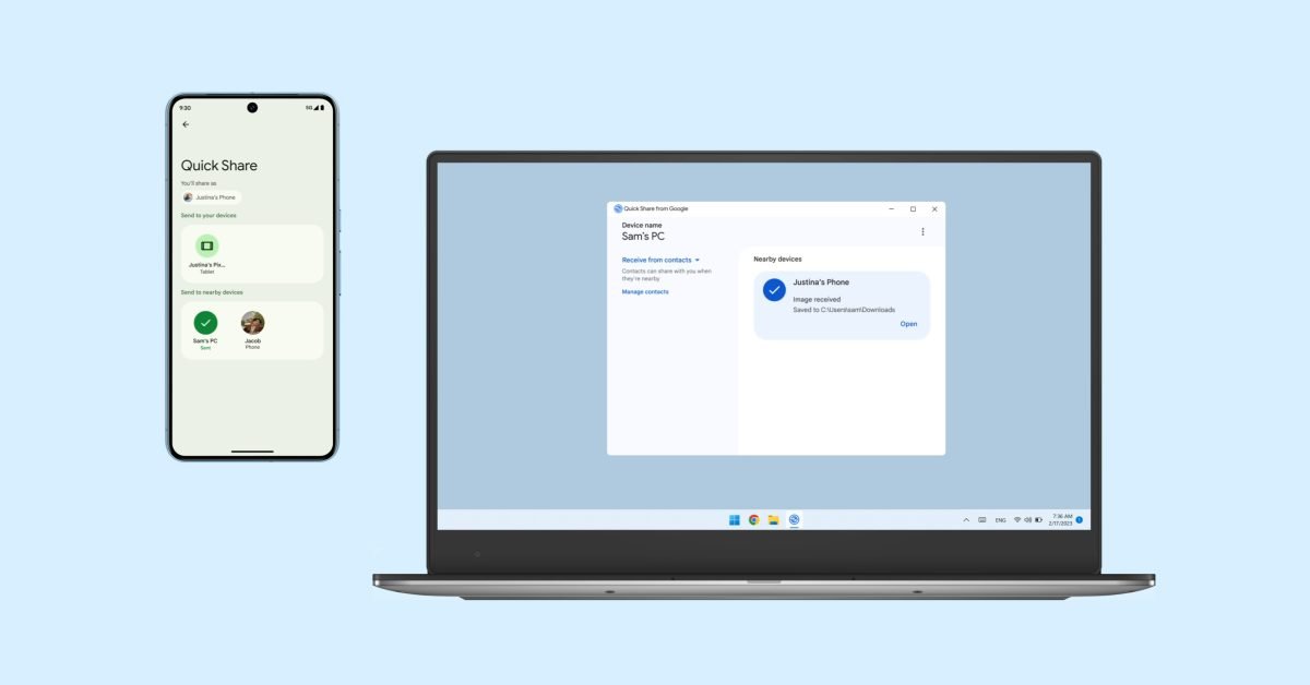 Google rolling out new update for Quick Share app on Windows