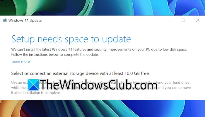 Setup needs space to update Windows 11 [Fix]