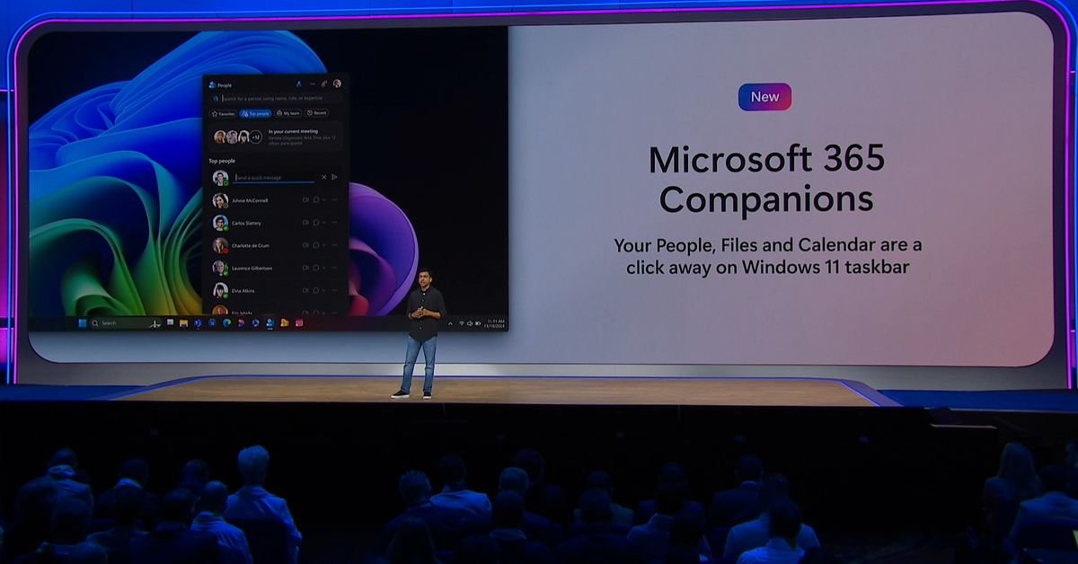 Windows 11’s taskbar is getting contacts, files, and calendar “companions”