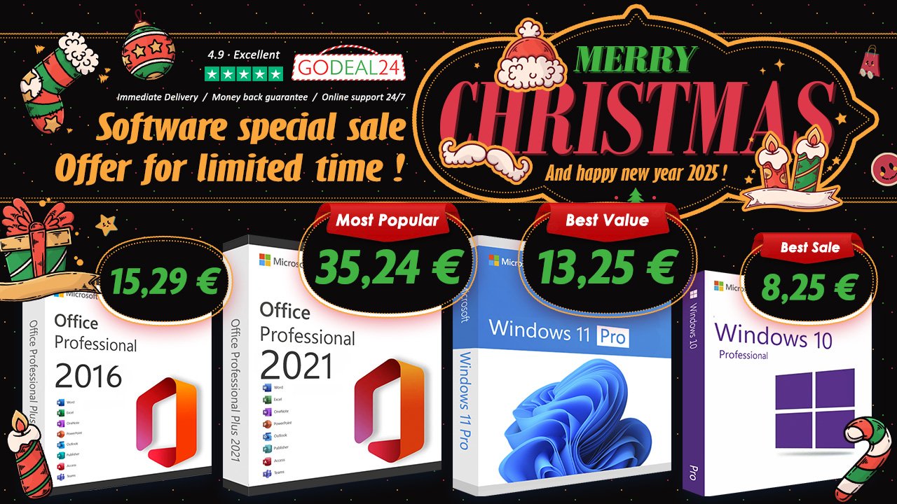 Christmas software sale: Windows 11 Pro for €13,25 and lifetime MS Office for only €15,29!