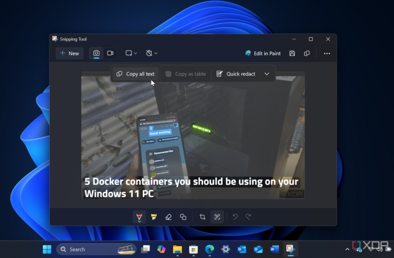 How to extract text from screenshots with the Snipping Tool in Windows 11