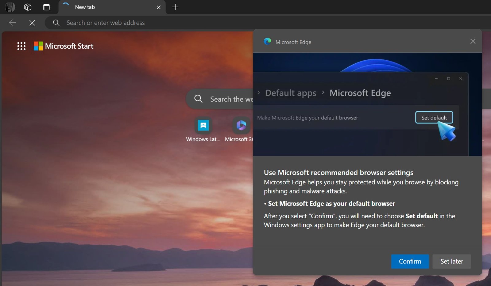 Microsoft Edge won't stop nagging users to set itself as default on Windows 11