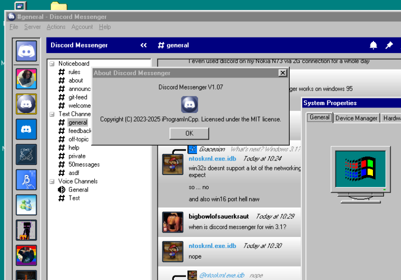 Discord now runs on Windows 98 (and even Windows 95) with this unofficial client
