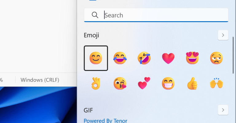 Windows 11 tests putting an emoji button in the taskbar.