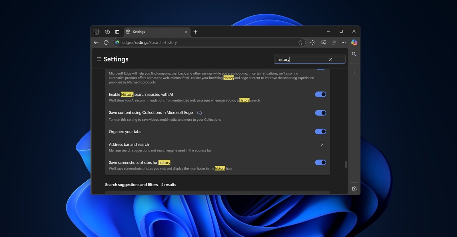 Microsoft Edge tests AI History Search, better security on Windows 11