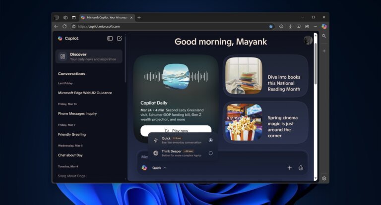 Microsoft updates Copilot with ChatGPT-like interface, "mode" buttons spotted
