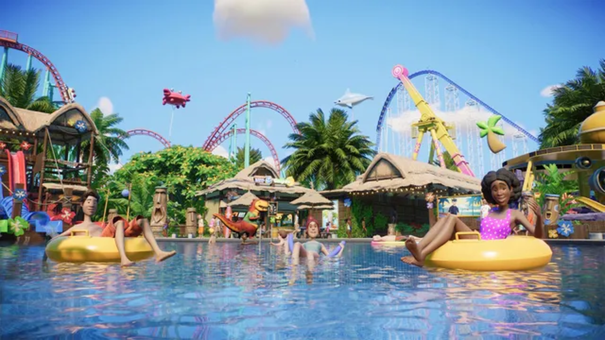 Planet Coaster 2's spring roadmap splashes down, with 'round-bottomed flumes' coming in March and buildable restaurants arriving in April