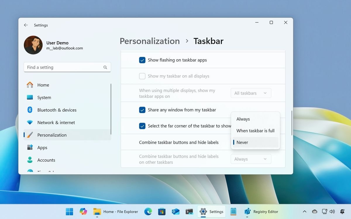 How to show app labels in the Taskbar for Windows 11