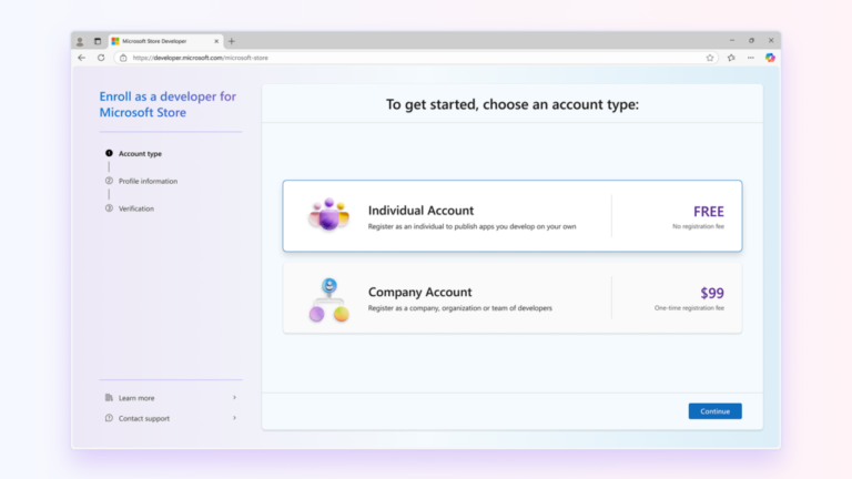 Microsoft Makes Individual Developer Accounts Free Next Month