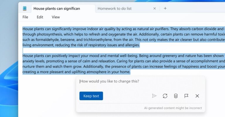 Microsoft Notepad can now write for you using generative AI