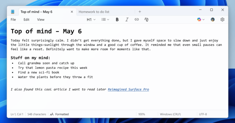 Microsoft releases a bold new update for Notepad
