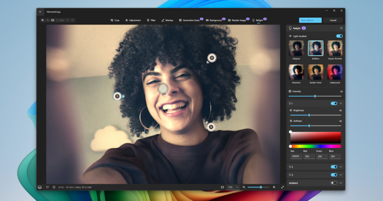 AI-powered Relight and Search now available in Microsoft Photos