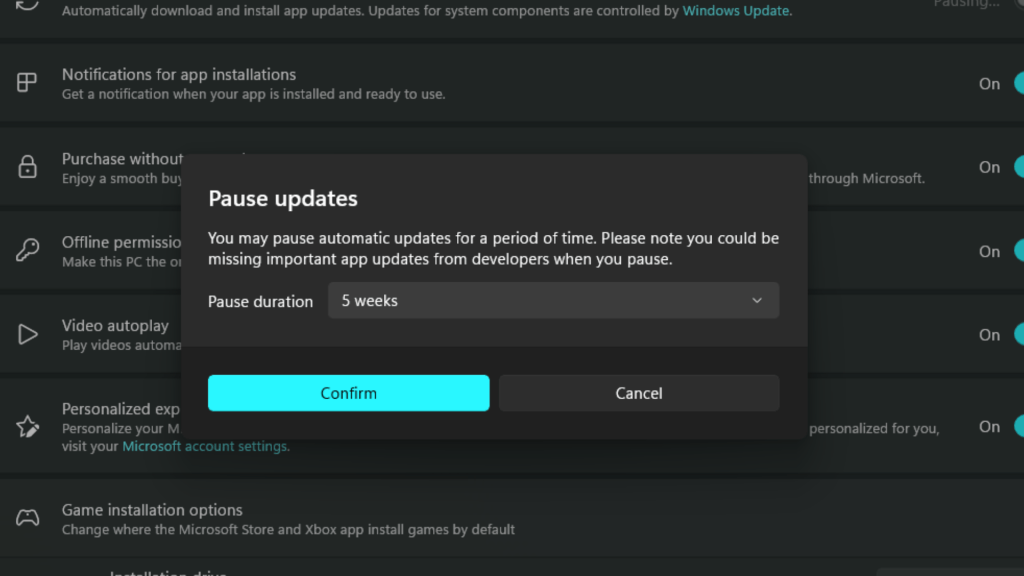 Microsoft Store disables opting out of automatic app updates