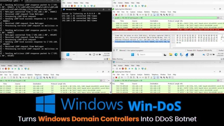 New 'Win-DoS' Zero-Click Vulnerabilities Turns Windows Servers/Endpoints, Domain Controllers Into DDoS Botnet