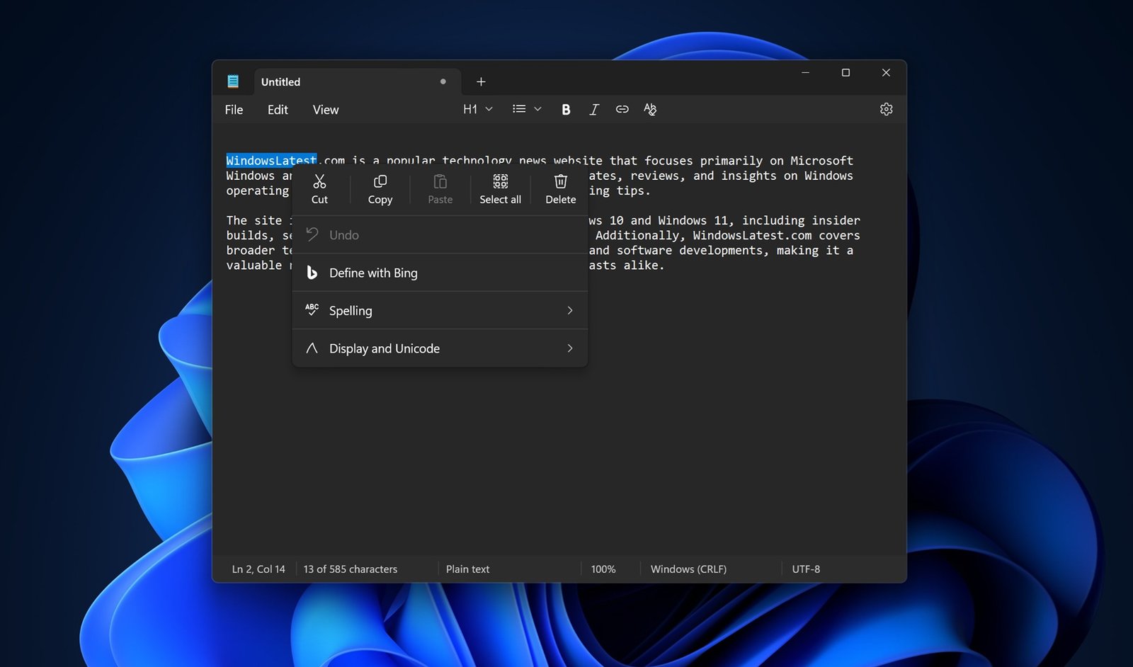 Windows 11 cluttered Notepad's right-click menu, but it's now getting File Explorer-like UI as a fix