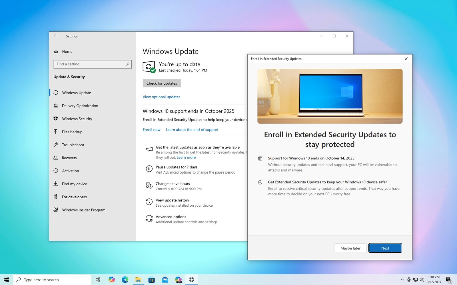 How to use Windows 10 ESU to keep getting updates after October 2025