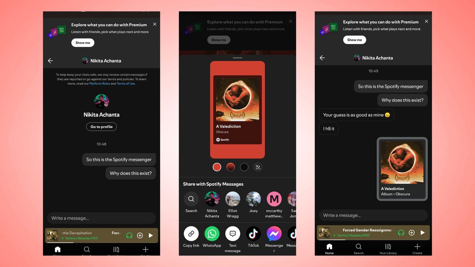 I have a big problem with Spotify's new messaging feature