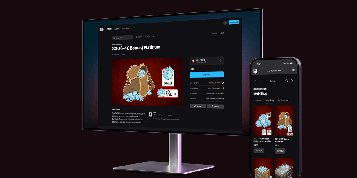 Epic Games launches webshop service on PC and mobile