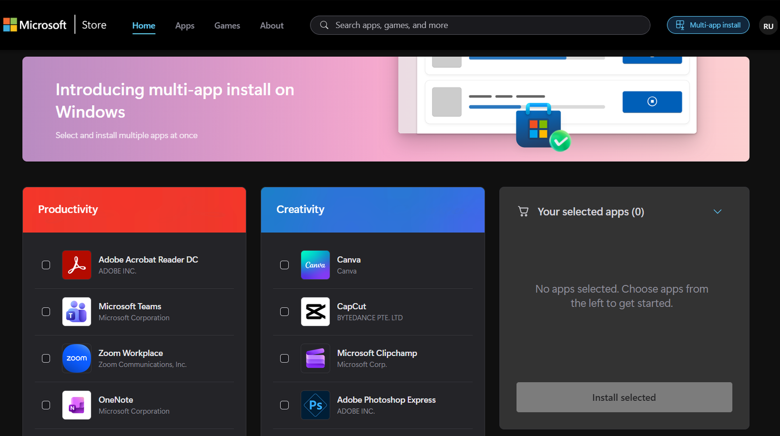 Microsoft Store Web Now Lets You Install Multiple Windows Apps at Once