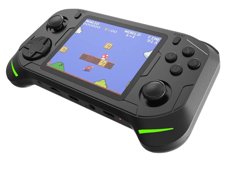 Abxylute unveils E1 retro game console running Android and Linux with a 3.5-inch 640x480 LCD, Rockchip RK3566 SoC, 2 GB RAM, and microSD storage