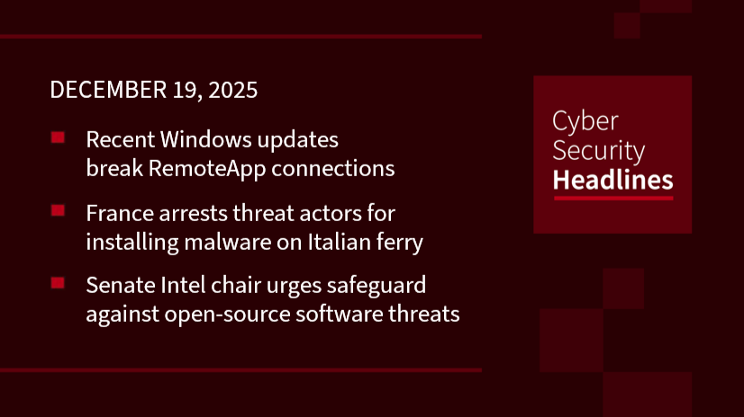 Windows RemoteApp problems, ferry malware arrest, Senator’s open-source warning