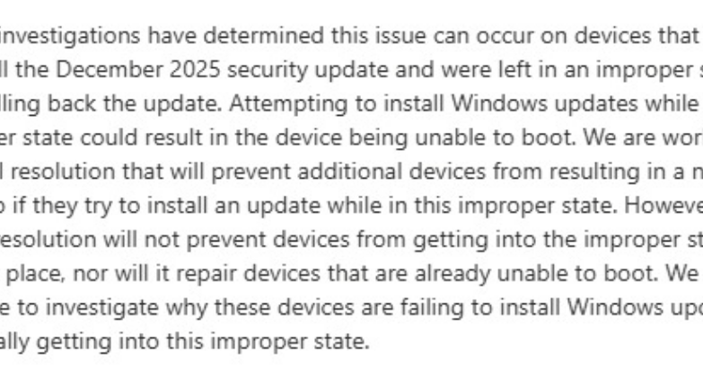 Microsoft confirms boot issues with its latest Windows 11 update.