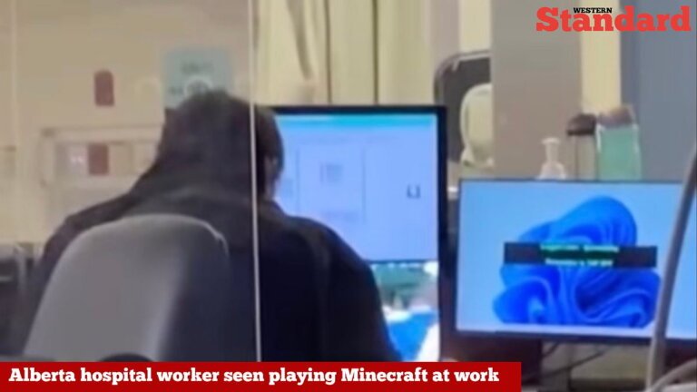 WATCH: Alberta hospital worker seen playing Minecraft at work