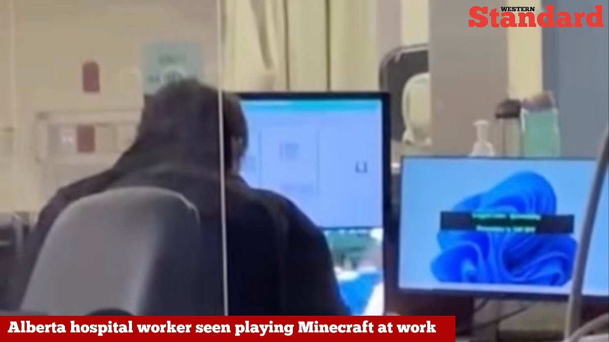 WATCH: Alberta hospital worker seen playing Minecraft at work