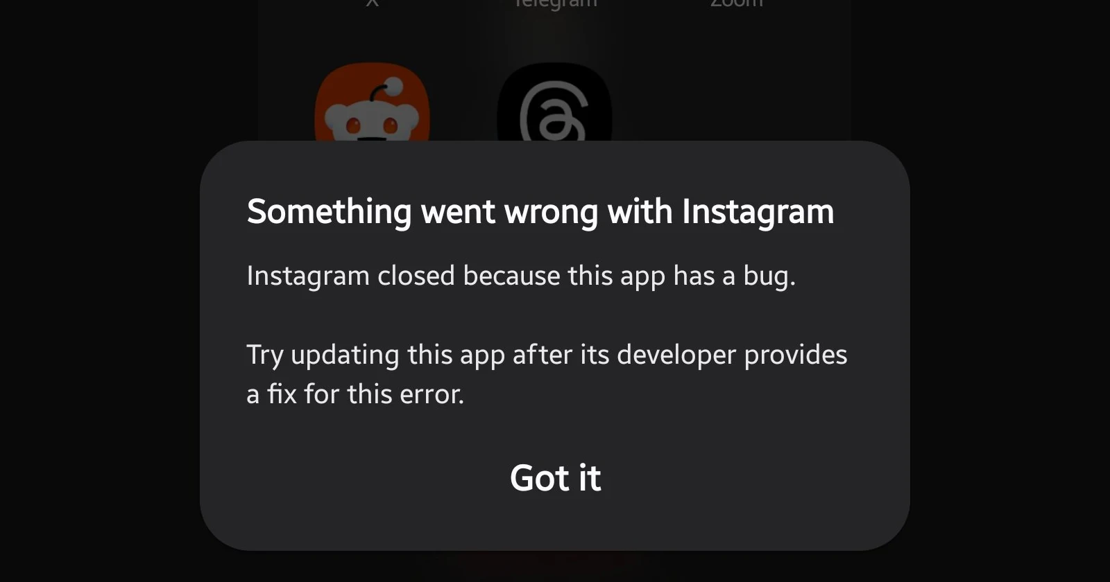 Instagram app crashing within seconds of opening on Android for many [U: Widespread again]