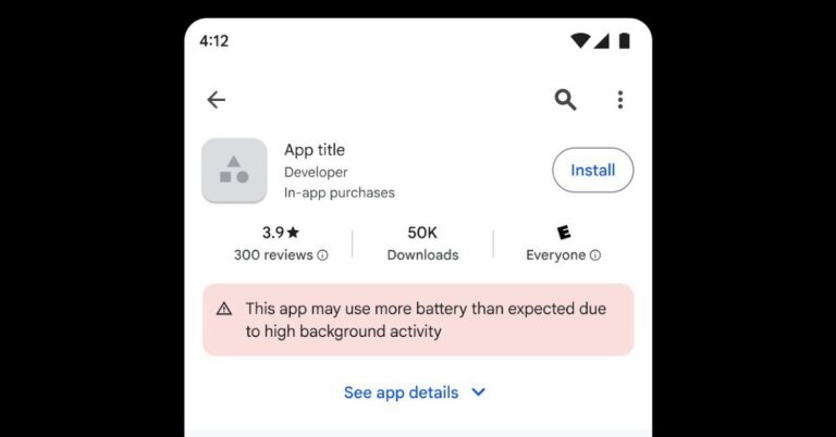 Google starts calling out Android apps that drain your battery before you download them