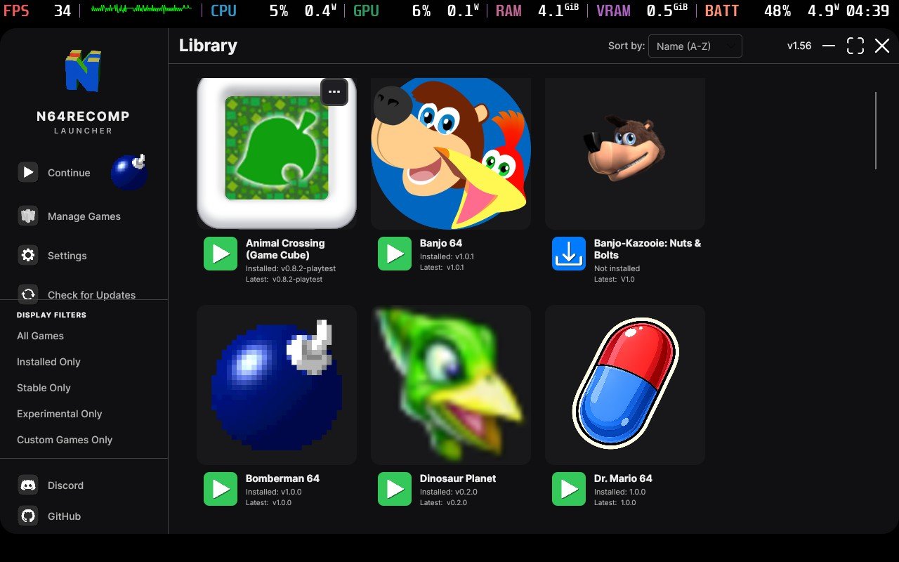 It Is Easier Than Ever To Find All Native PC Ports Of Retro Games, Thanks To N64RecompLauncher