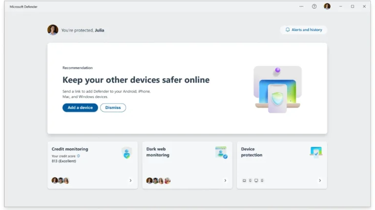Antivirus protection built into Windows