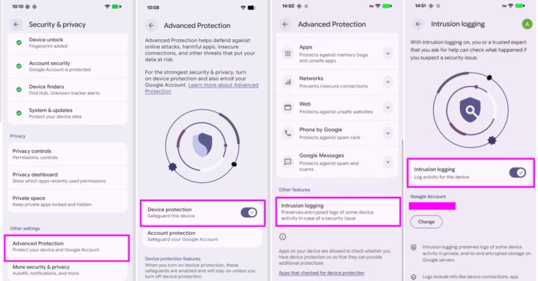 Android Adds Intrusion Logging for Sophisticated Spyware Forensics