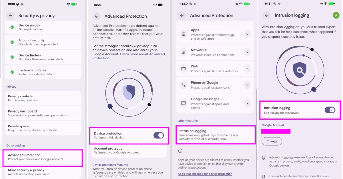 Android Adds Intrusion Logging for Sophisticated Spyware Forensics