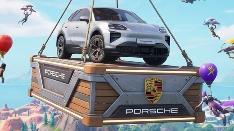 Fortnite Porsche collab concept art is clearly AI, and for some odd reason it even added the Riot Games logo