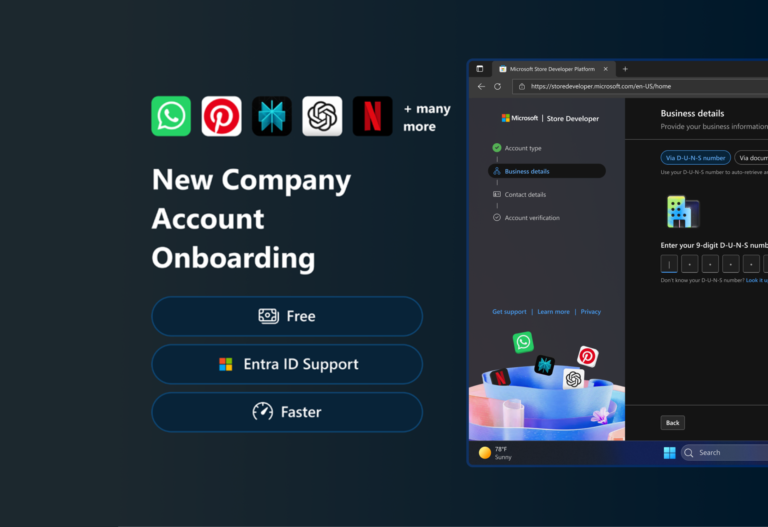 Publish to Microsoft Store as a company—now with free registration and faster onboarding
