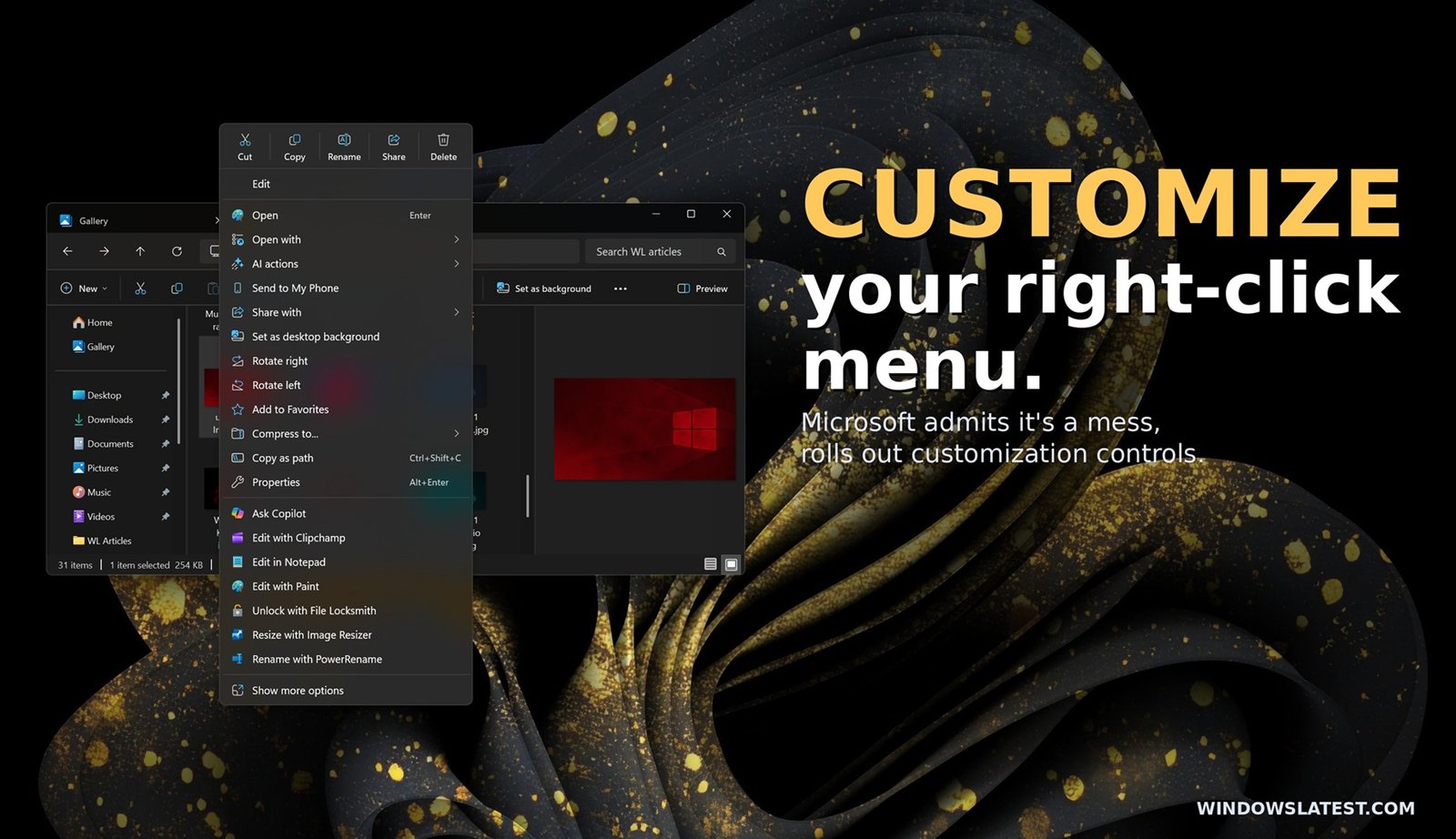 Microsoft admits Windows 11's right-click menu is a mess, will let you customize it after years of complaints