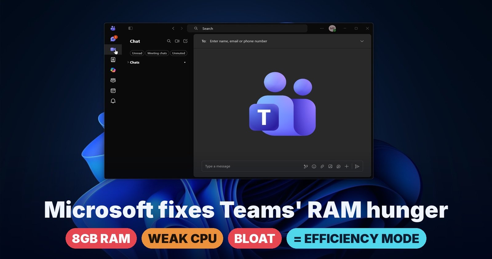 Microsoft reveals Teams can't run well on low-RAM PCs, builds Efficiency Mode after years of bloat