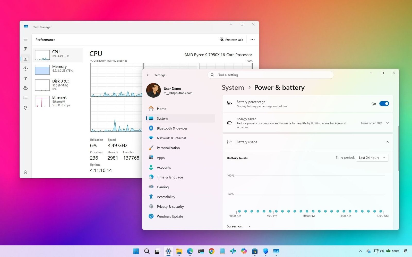Optimize battery and performance on Windows 11 Pro for modern hardware