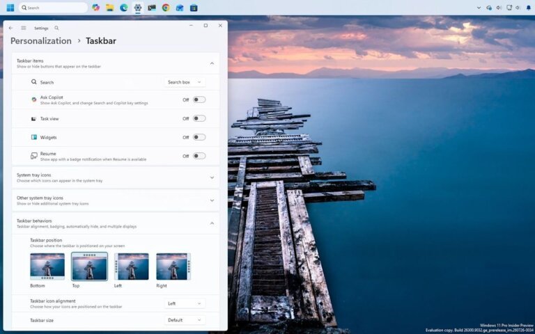 After years of requests, Windows 11 is dangerously close to bringing back full taskbar freedom — top, left, right, or bottom