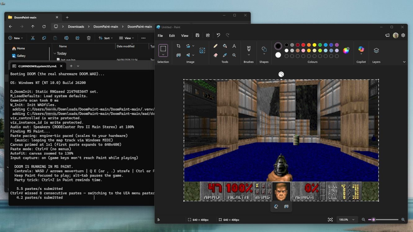 DOOM runs inside Paint on Windows, built by a Microsoft executive: "The spreadsheet-tier framerate is part of the charm."