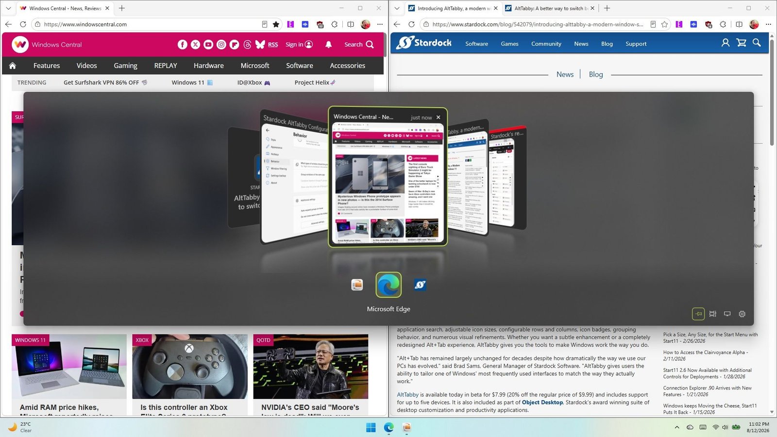 Hands-on with AltTabby, Stardock's replacement for the Windows 11 Alt+Tab experience